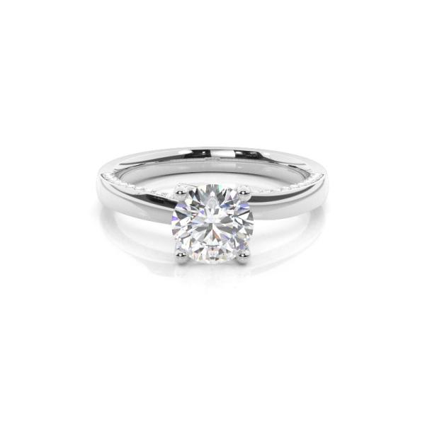 4 Prong Setting Round Diamond Side Stone Engagement Ring