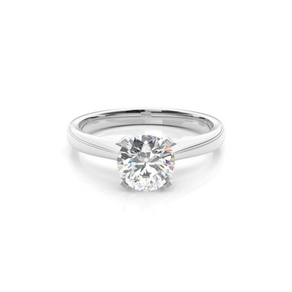 4 Prong Setting Round Diamond Side Stone Engagement Ring