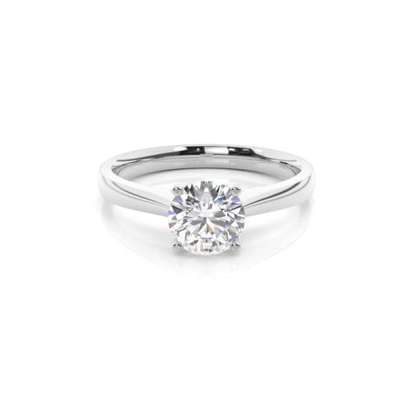 4 Prong Setting Round Diamond Side Stone Engagement Ring