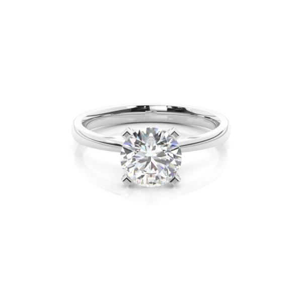 4 Prong Setting Round Diamond Side Stone Engagement Ring