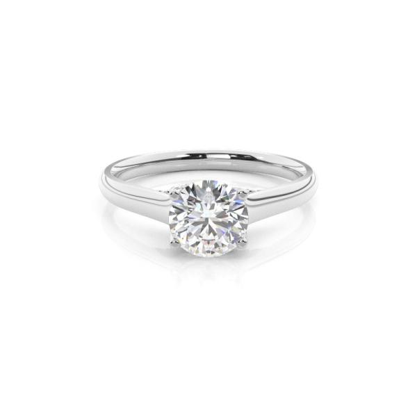 4 Prong Setting Round Diamond Side Stone Engagement Ring