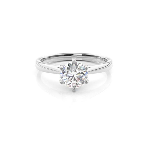 6 Prong Setting Round Diamond Side Stone Engagement Ring