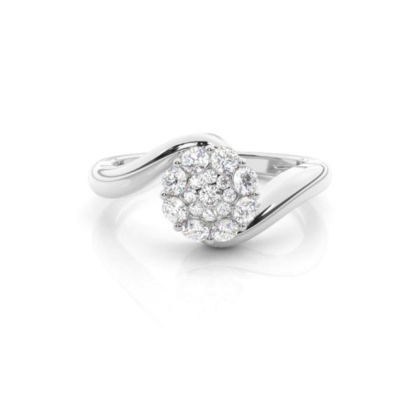 Shared Prong Setting Round Diamond Cluster Ring