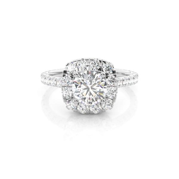 Prong Setting Side Stone Halo Engagement Ring