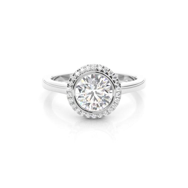 Bezel Setting Halo Diamond Engagement Ring