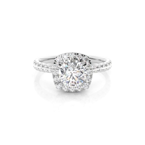 Prong Setting Side Stone Halo Engagement Ring