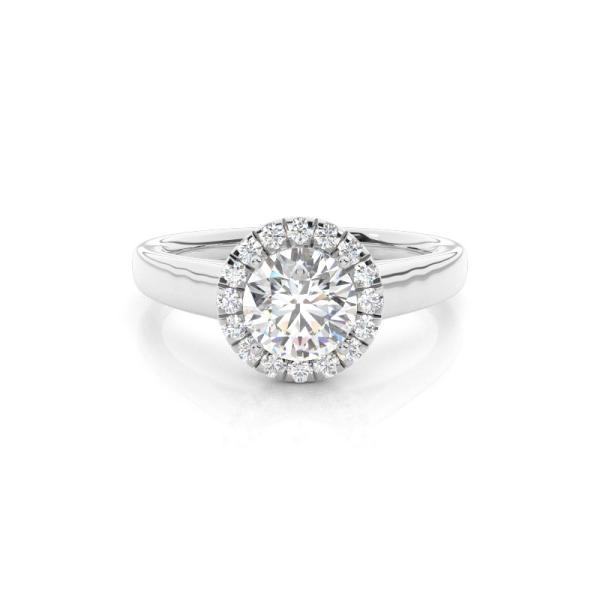 Prong Setting Side Stone Halo Engagement Ring