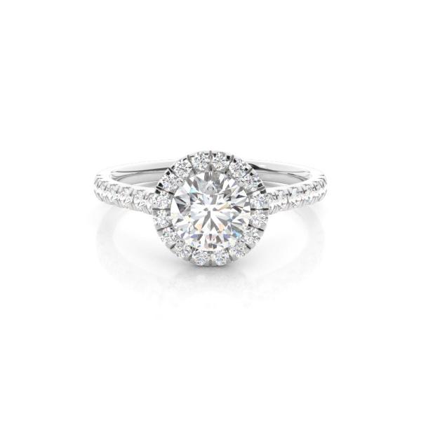 Prong Setting Side Stone Halo Engagement Ring