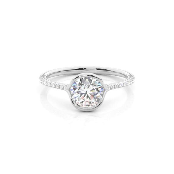 Half Bezel Set Round Side Stone Diamond Engagement Ring