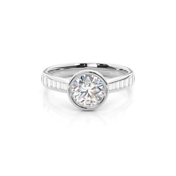 Full Bezel Setting Side Stone Engagement Ring