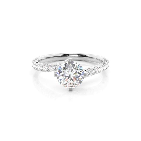 Prong Round Side Stone Diamond Engagement Ring