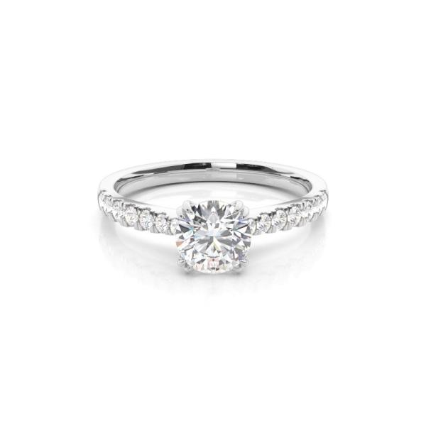 Prong Round Side Stone Diamond Engagement Ring