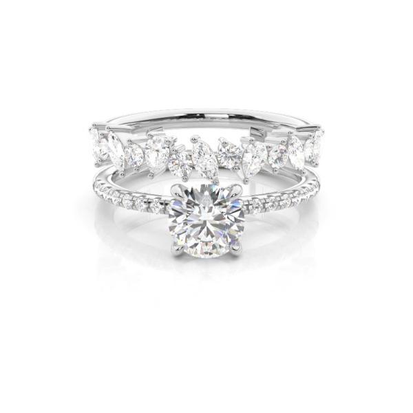 Combined Band Look Diamond Engagement Ring