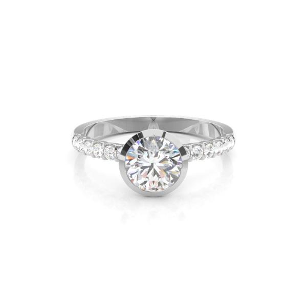 Bezel Set Round Side Stone Diamond Engagement Ring