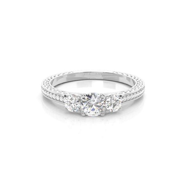 4 Prong Setting Trilogy Diamond Engagement Ring